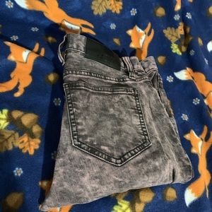 Maroon acid wash rude skinny shorts